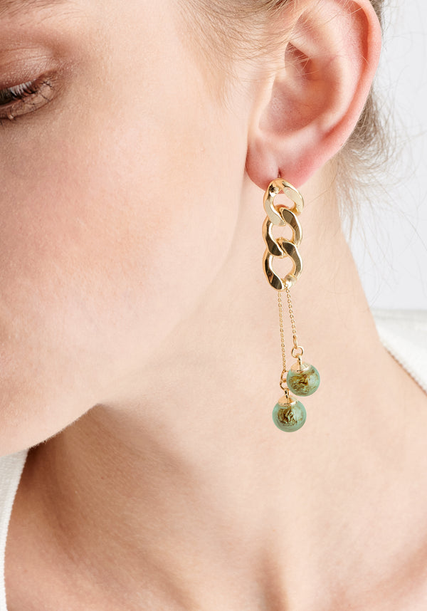 Paisie Double Sphere Chain Earrings