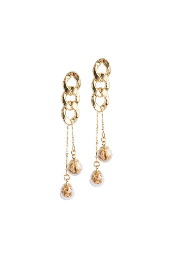 Paisie Double Sphere Chain Earrings