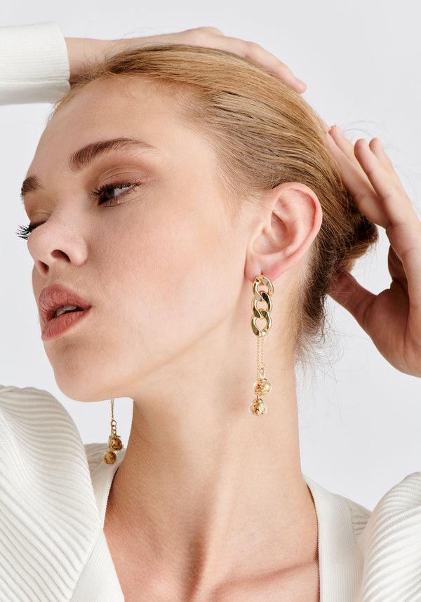 paisie Double Sphere Chain Earrings
