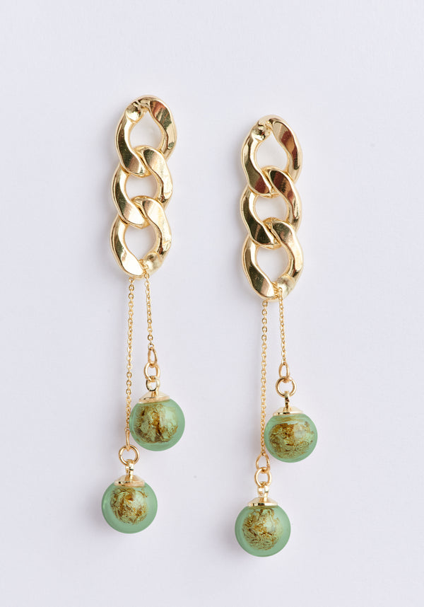 paisie Double Sphere Chain Earrings
