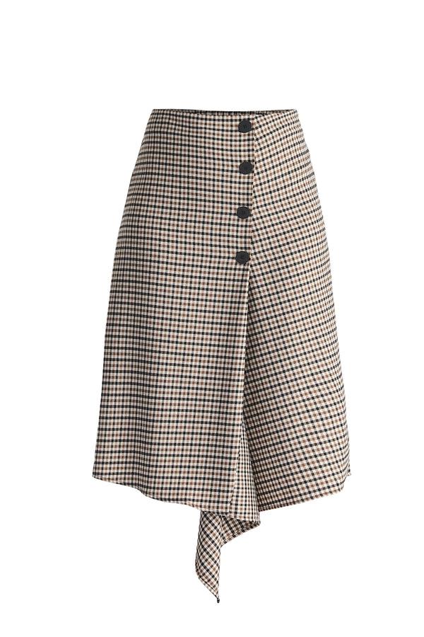 Paisie Draped Check Skirt