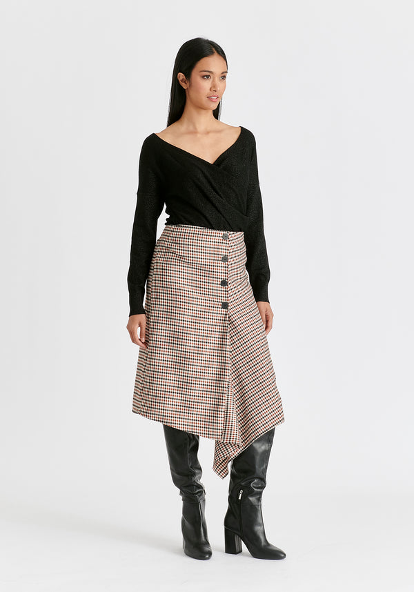 Paisie Draped Check Skirt