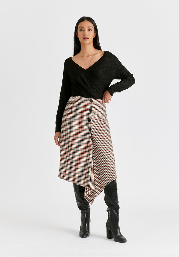 Paisie Draped Check Skirt