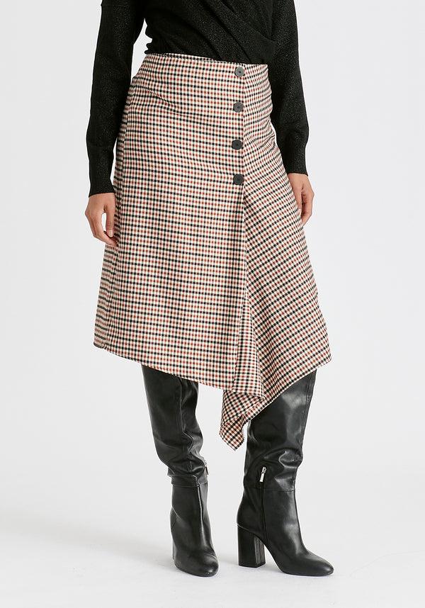 paisie Draped Check Skirt