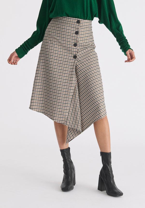 paisie Draped Check Skirt