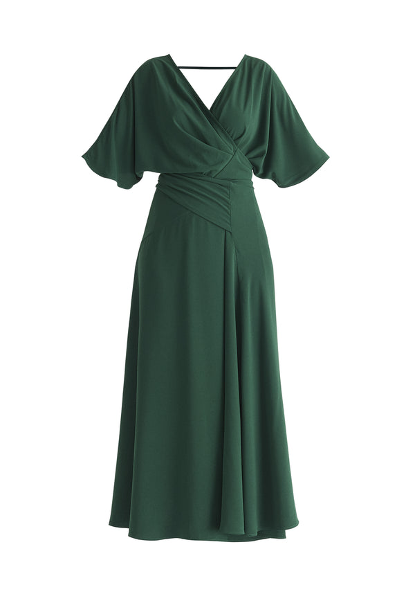 Paisie Flare Sleeves Maxi Wrap Dress
