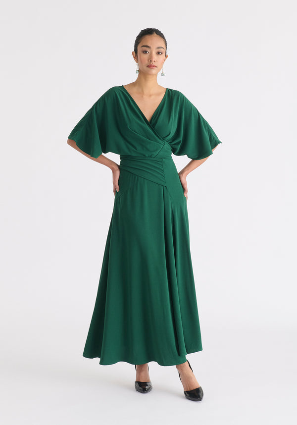 Paisie Flare Sleeves Maxi Wrap Dress