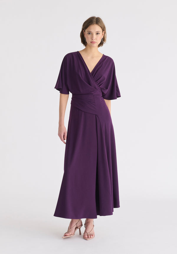 paisie Flare Sleeves Maxi Wrap Dress
