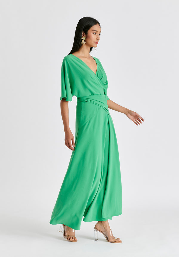 Paisie Flare Sleeves Maxi Wrap Dress