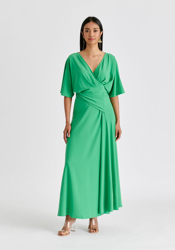Paisie Flare Sleeves Maxi Wrap Dress