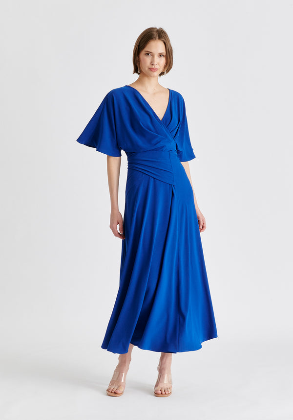 Paisie Flare Sleeves Maxi Wrap Dress