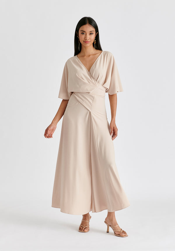 Paisie Flare Sleeves Maxi Wrap Dress