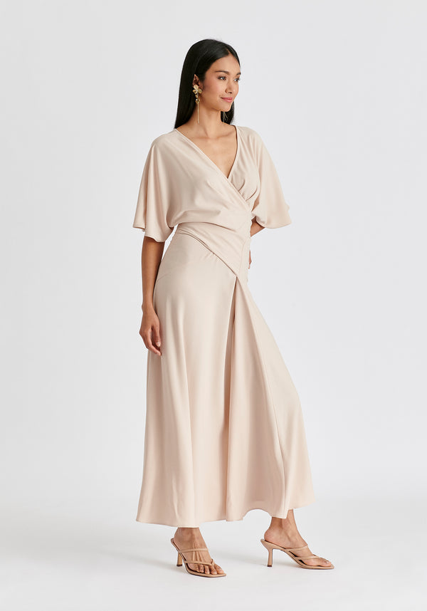 Paisie Flare Sleeves Maxi Wrap Dress