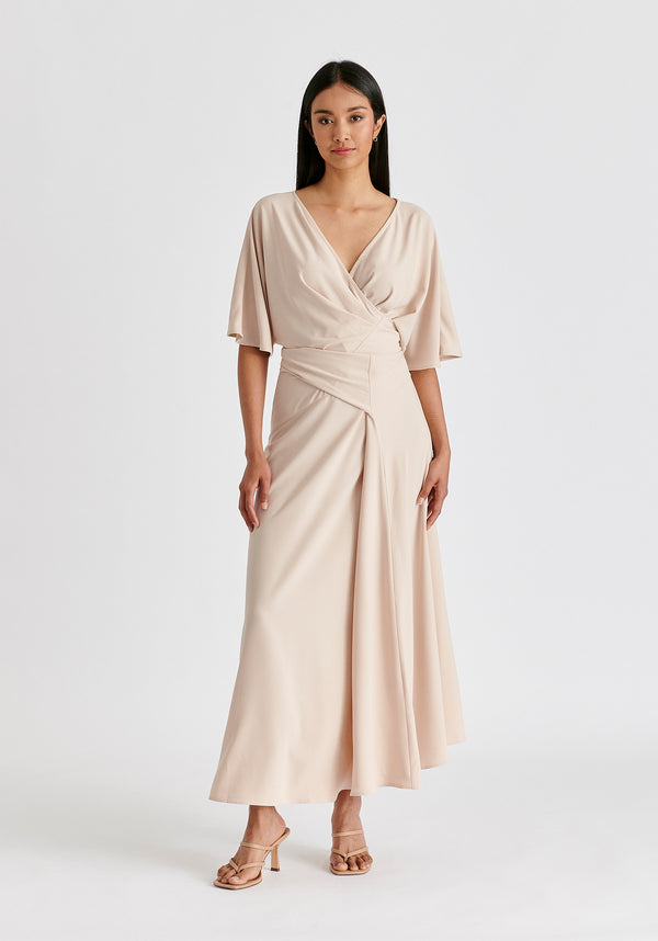 paisie Flare Sleeves Maxi Wrap Dress