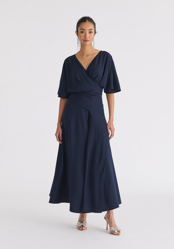 paisie Flare Sleeves Maxi Wrap Dress
