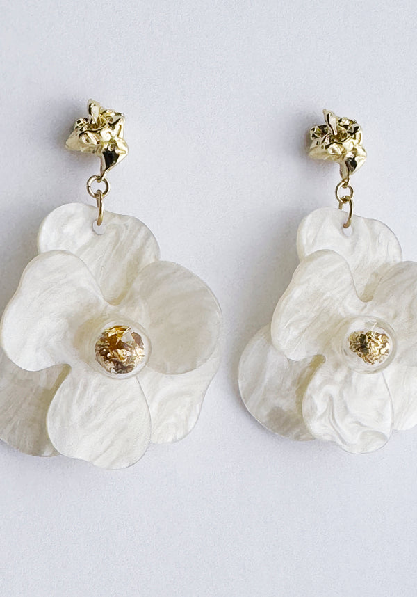 Paisie Golden Petal Drop Earrings
