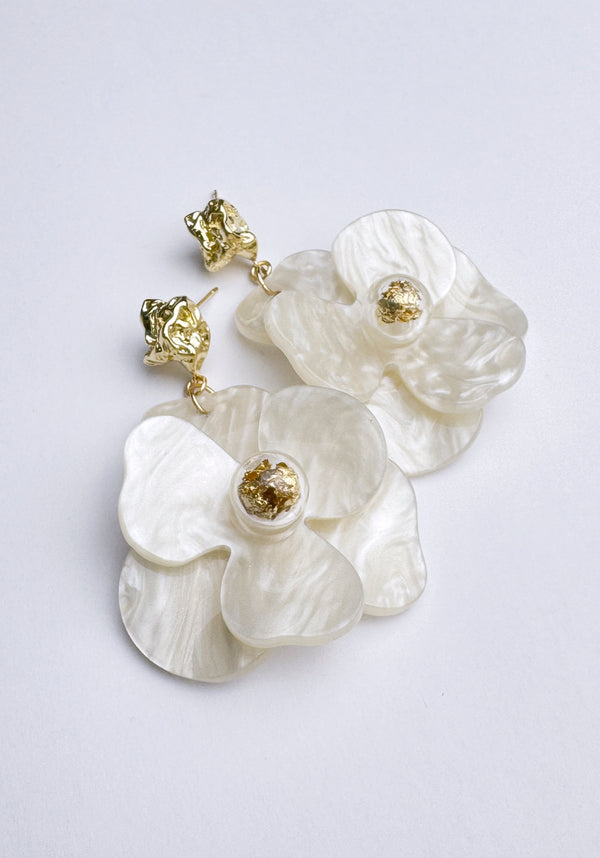Paisie Golden Petal Drop Earrings