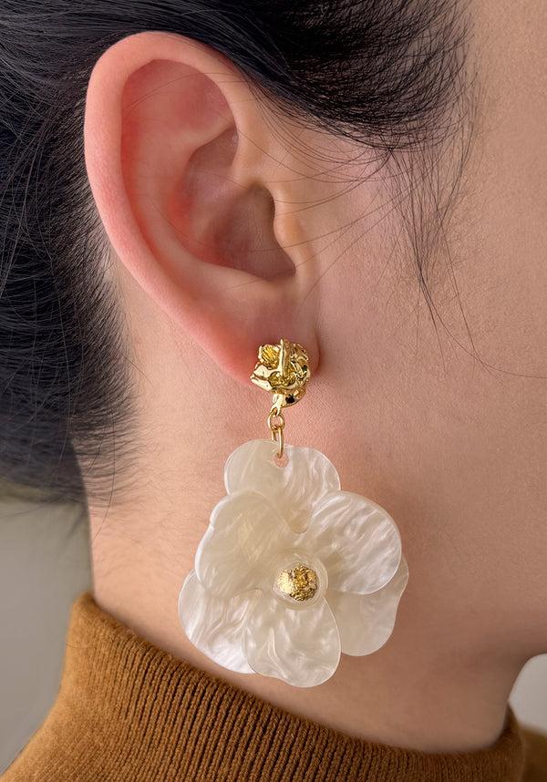 Paisie Golden Petal Drop Earrings