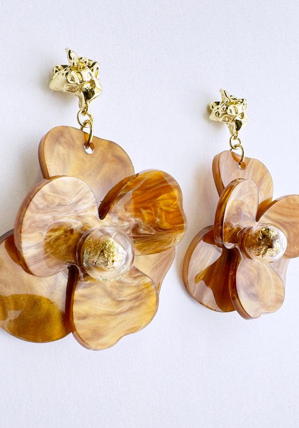 Paisie Golden Petal Drop Earrings
