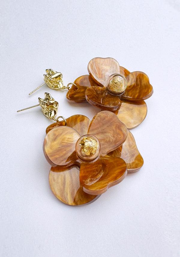 Paisie Golden Petal Drop Earrings