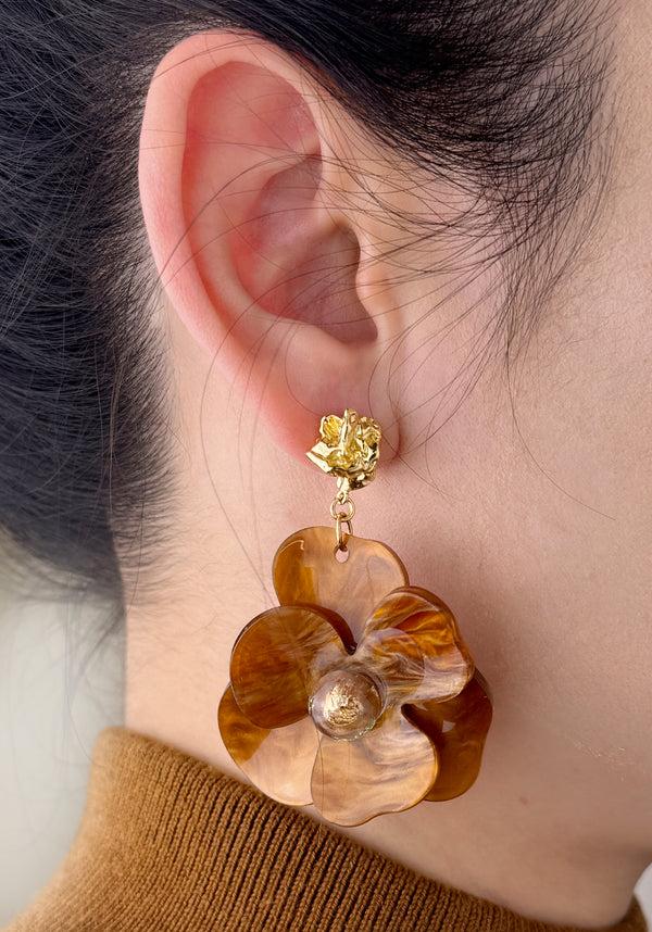 Paisie Golden Petal Drop Earrings