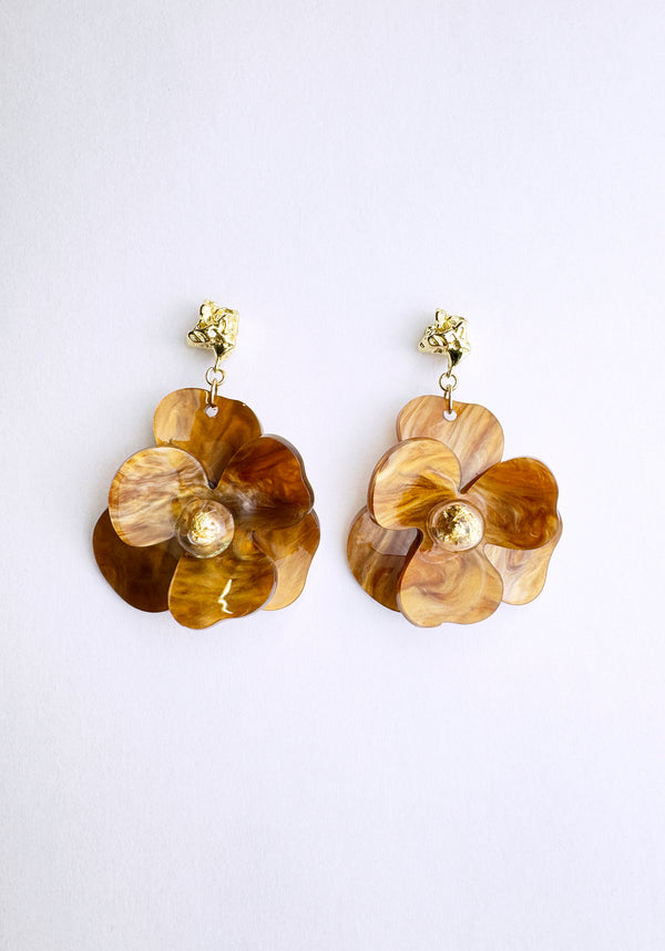 paisie Golden Petal Drop Earrings