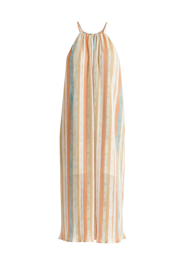 Paisie Halter Neck Plisse Dress With Belt