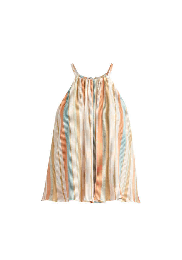 Paisie Halter Neck Plisse Top With Belt