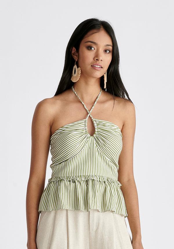 paisie Halterneck Peplum Top