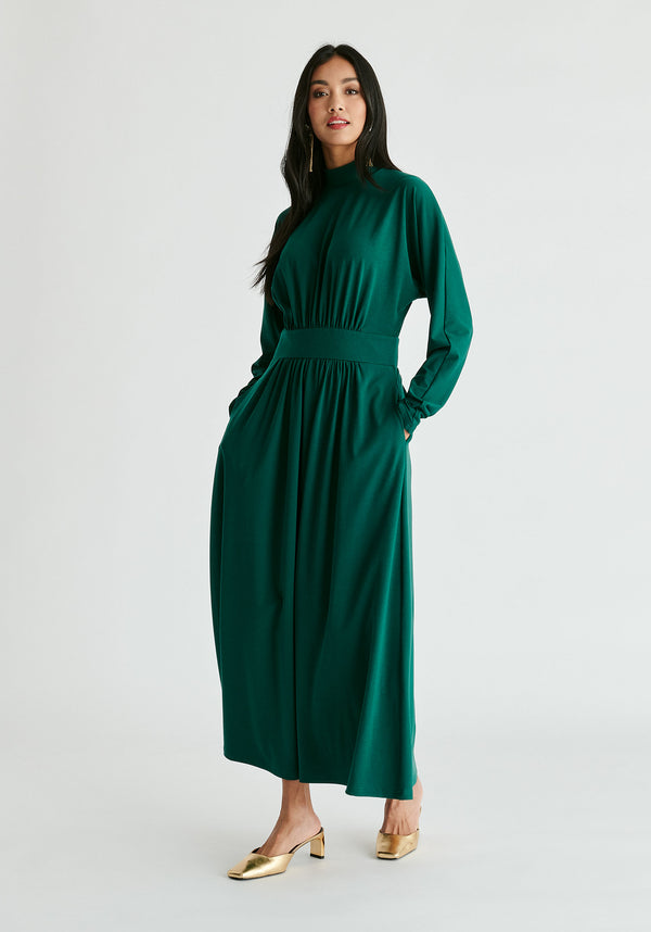 Paisie High Neck Jersey Midaxi Dress