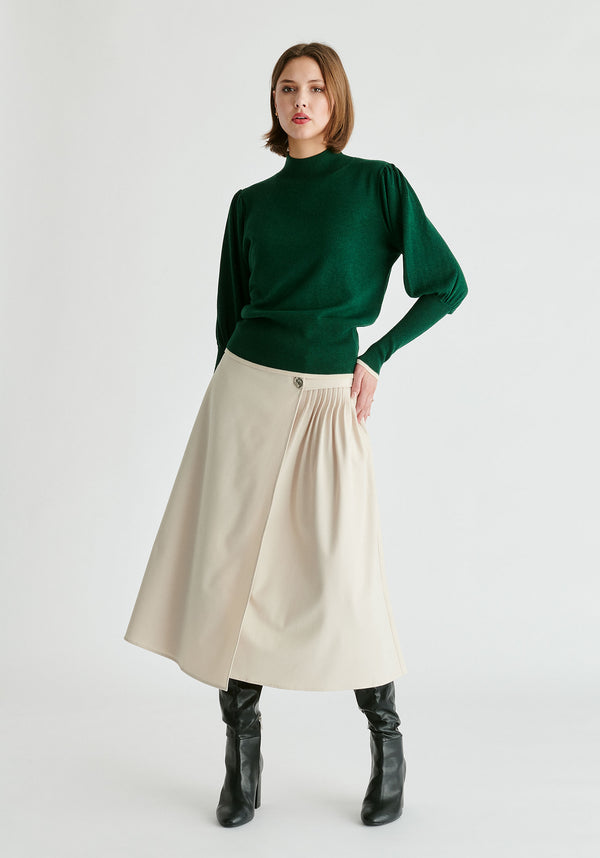 paisie High Neck Knitted Top with Contrast Trim