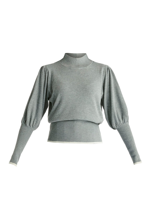 Paisie High Neck Knitted Top With Contrast Trim