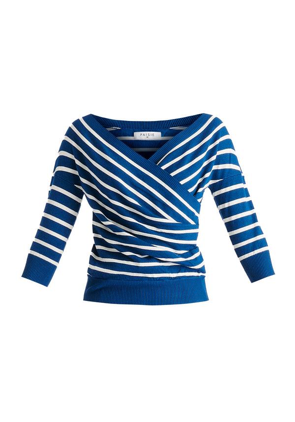 Paisie Knitted Wrap Top With 3/4 Sleeves