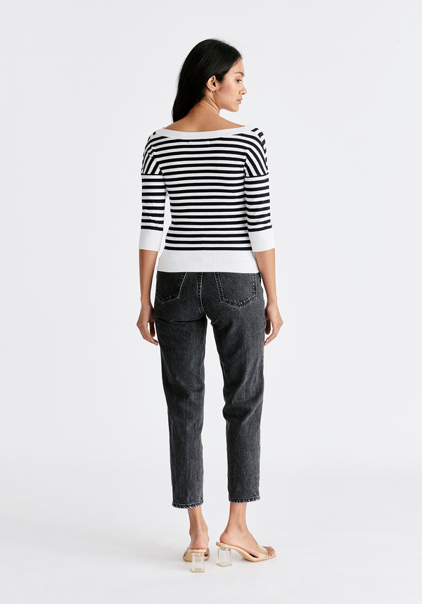 Paisie Knitted Wrap Top With 3/4 Sleeves