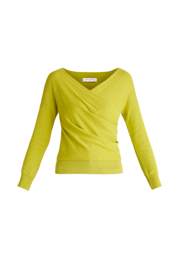 Paisie Knitted Wrap Top With Long Sleeves