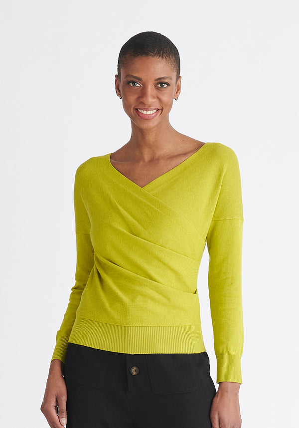 paisie Knitted Wrap Top with Long Sleeves