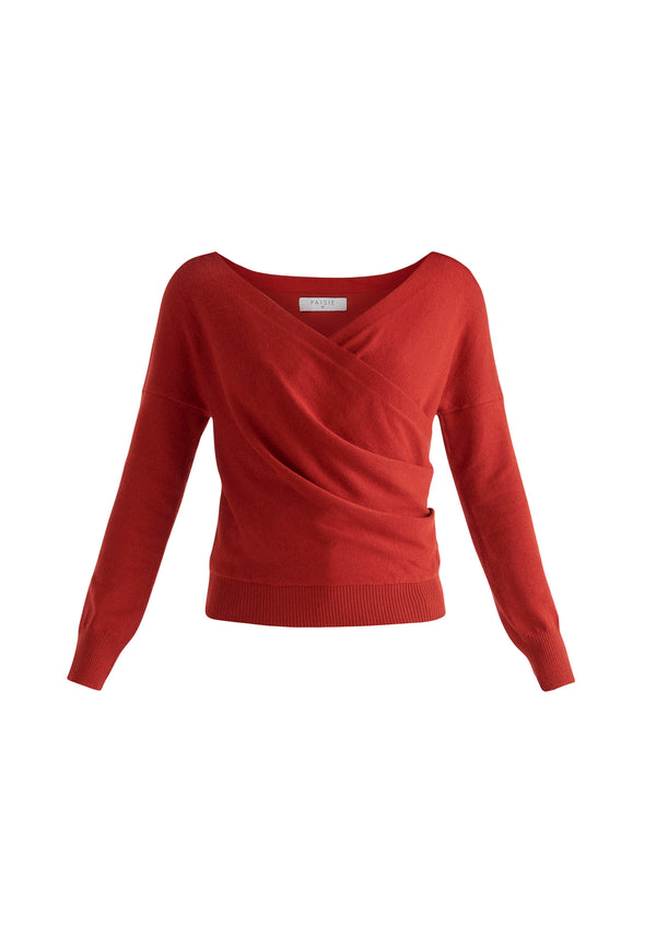 Paisie Knitted Wrap Top With Long Sleeves
