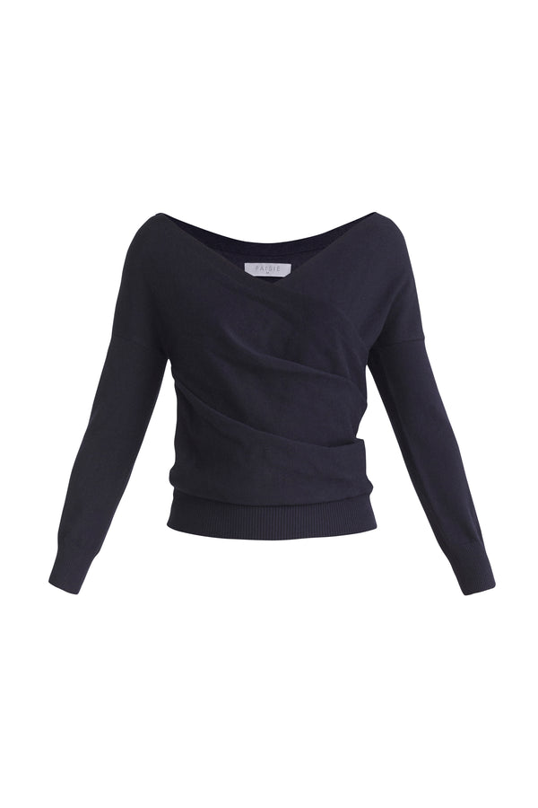 Paisie Knitted Wrap Top With Long Sleeves