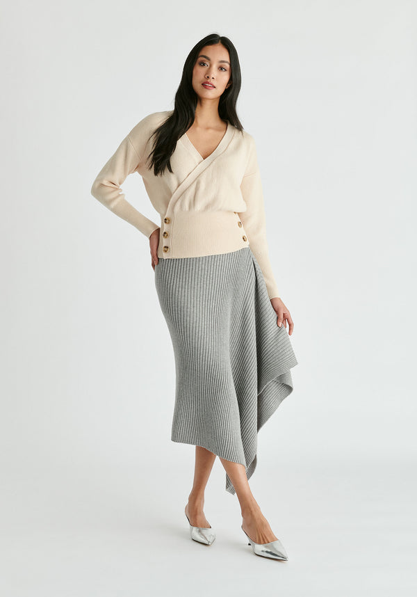 Paisie Knitted Wrap Top With Side Buttons