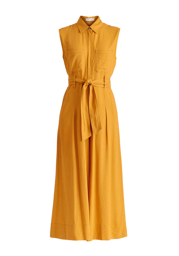 Paisie Linen Blend Jumpsuit With Stitch Details