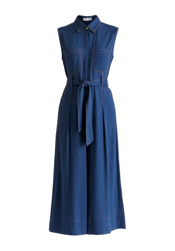 Paisie Linen Blend Jumpsuit With Stitch Details