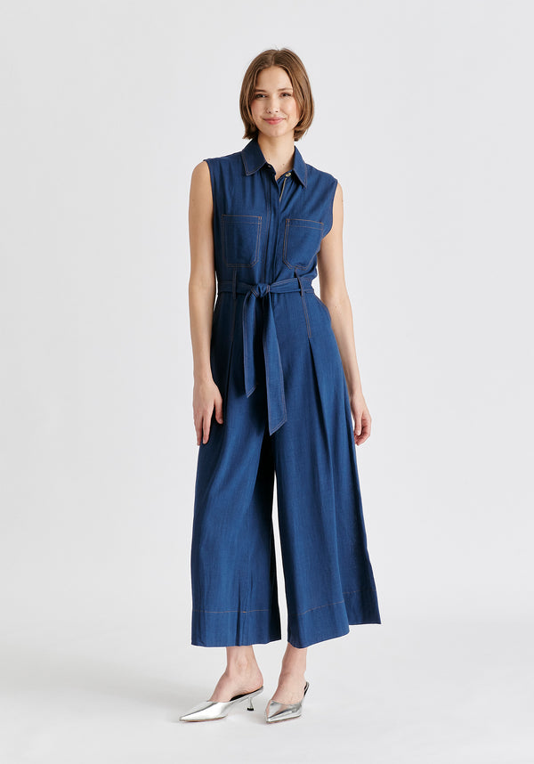 Paisie Linen Blend Jumpsuit With Stitch Details