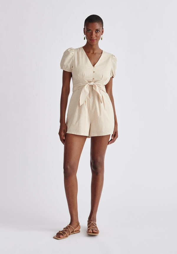 Paisie Linen Blend Playsuit