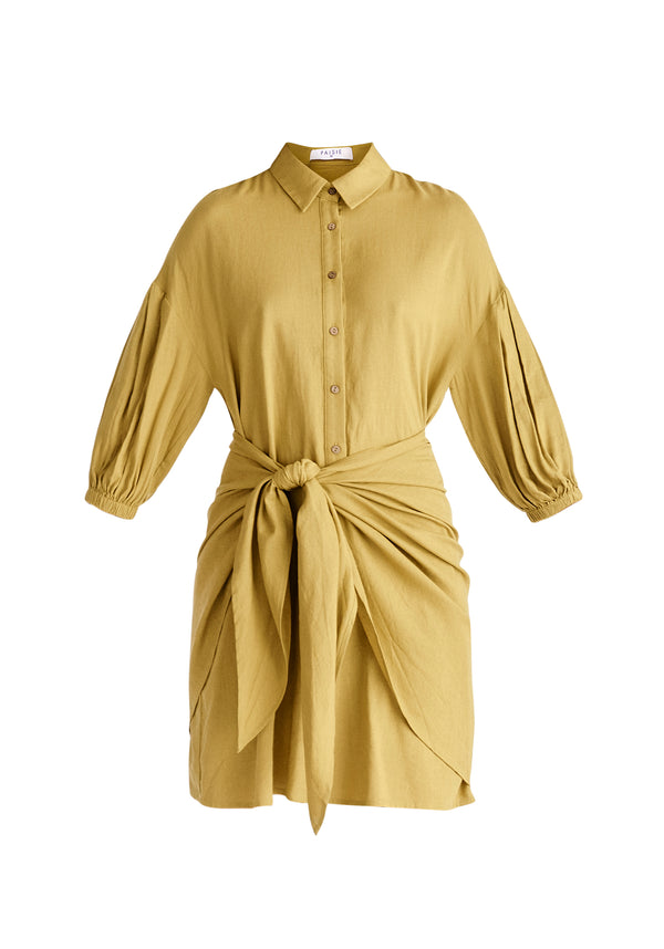 Paisie Linen Blend Shirt Dress