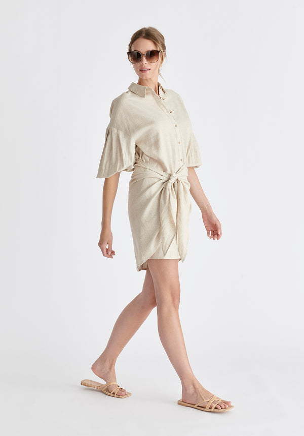 Paisie Linen Blend Shirt Dress