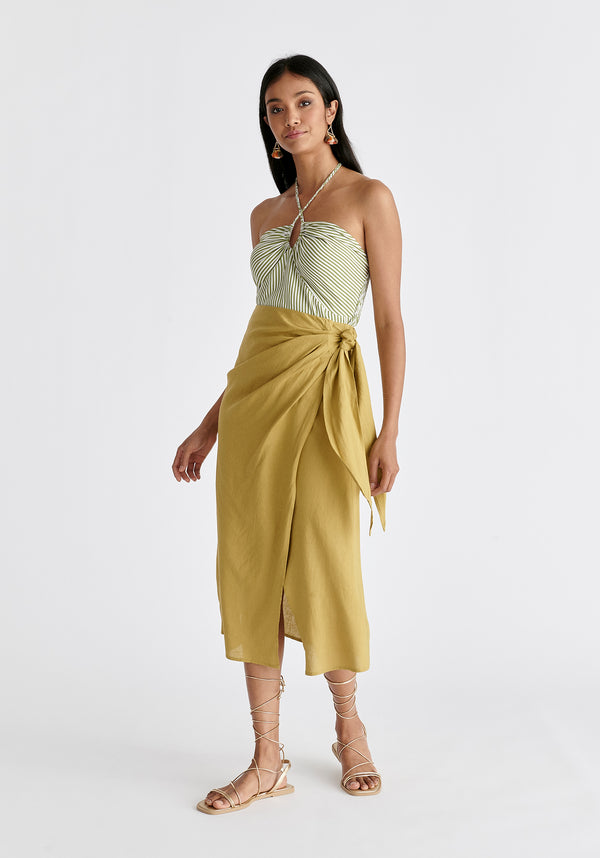 Paisie Linen Blend Wrap Skirt