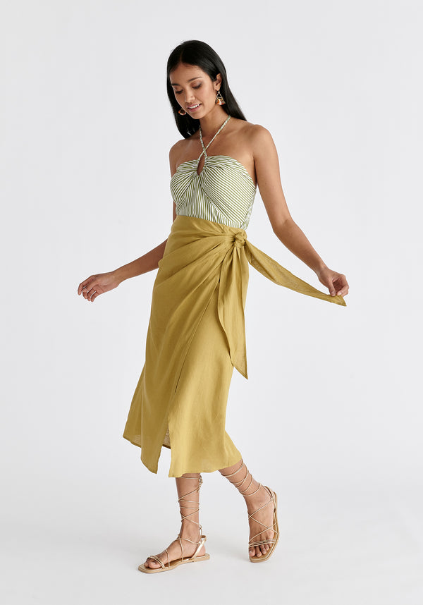 Paisie Linen Blend Wrap Skirt