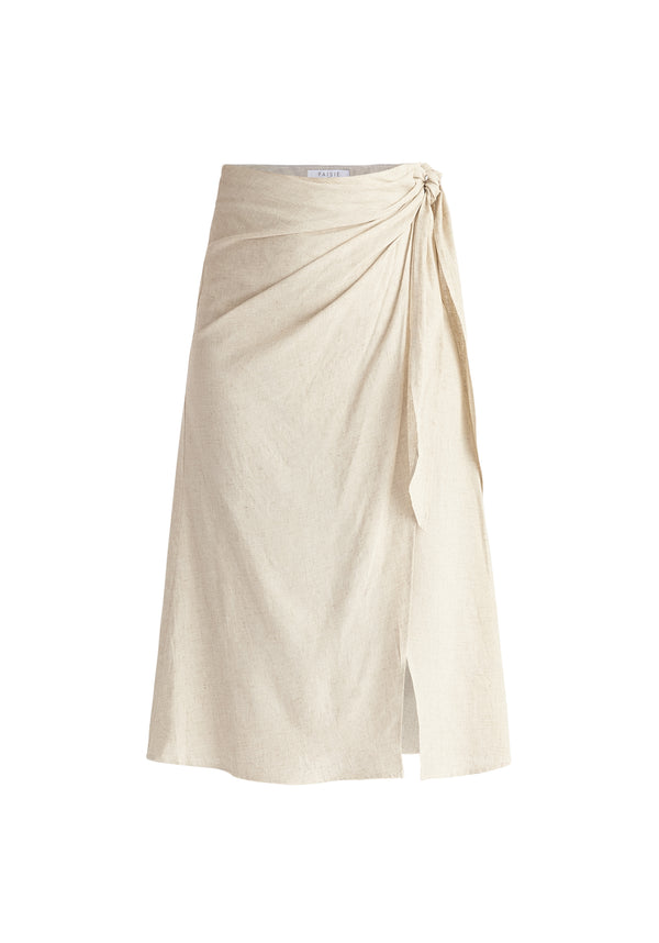 Paisie Linen Blend Wrap Skirt