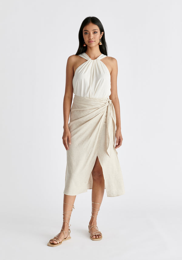 Paisie Linen Blend Wrap Skirt