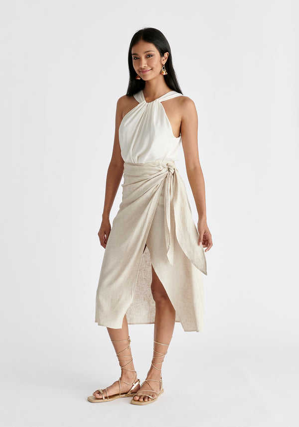 Paisie Linen Blend Wrap Skirt